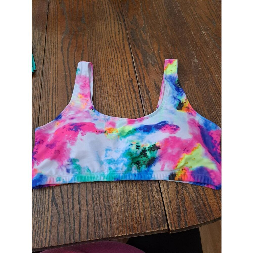 XL Tie Dye Crop Top Sports Bra Bikini Swimsuit Bathing Suit Tankini Top